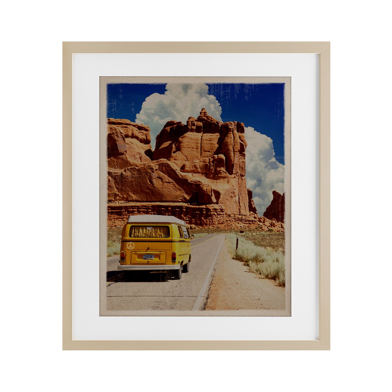 Stupell Industries Retro Desert Adventure Framed Print Under Glass, design by Old Red Truck